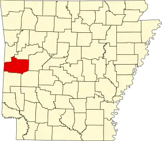 Map of Arkansas highlighting Scott County