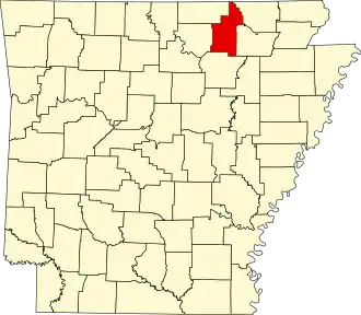 Map of Arkansas highlighting Sharp County