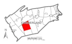 Map of Cumberland County, Pennsylvania highlighting Penn Township
