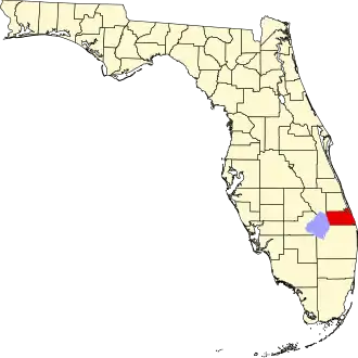 Map of Florida highlighting Martin County