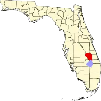 Map of Florida highlighting Okeechobee County