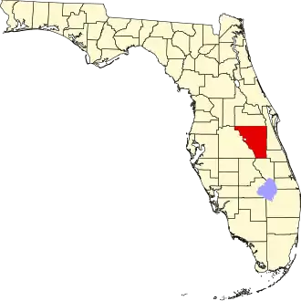 Map of Florida highlighting Osceola County