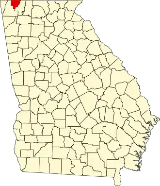 Map of Georgia highlighting Catoosa County