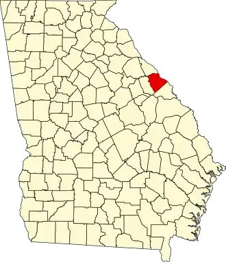 Map of Georgia highlighting Columbia County