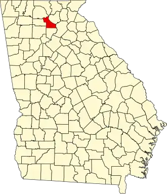 Map of Georgia highlighting Dawson County