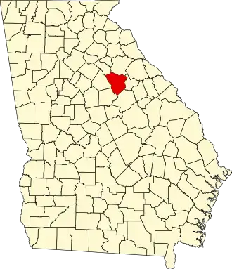 Map of Georgia highlighting Greene County