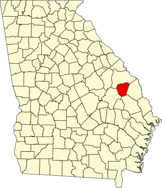 Map of Georgia highlighting Jenkins County