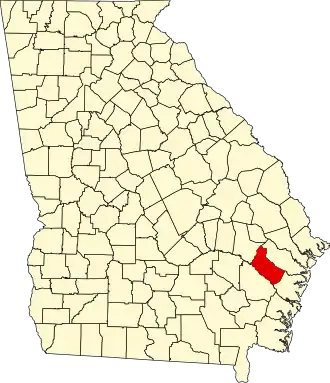 Map of Georgia highlighting Long County