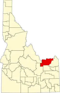 Map of Idaho highlighting Clark County