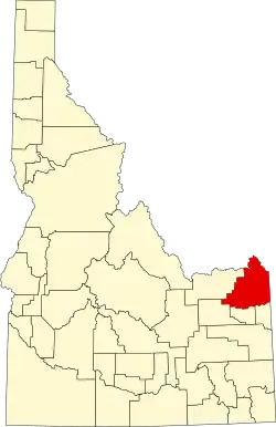 Map of Idaho highlighting Fremont County