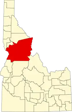 Map of Idaho highlighting Idaho County