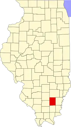 Map of Illinois highlighting Hamilton County