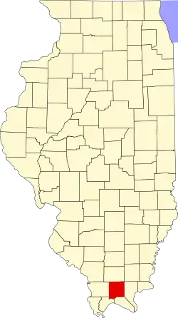 Map of Illinois highlighting Johnson County