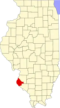 Map of Illinois highlighting Monroe County