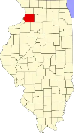 Map of Illinois highlighting Whiteside County