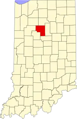 Map of Indiana highlighting Cass County