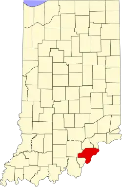 Map of Indiana highlighting Clark County