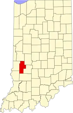 Map of Indiana highlighting Clay County