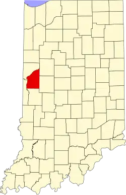 Map of Indiana highlighting Fountain County