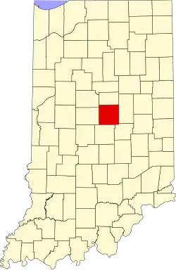 Map of Indiana highlighting Hamilton County