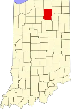 Map of Indiana highlighting Kosciusko County