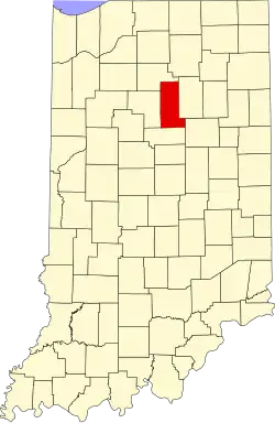 Map of Indiana highlighting Miami County