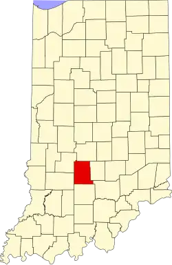 Map of Indiana highlighting Monroe County
