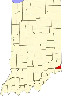 Map of Indiana highlighting Ohio County