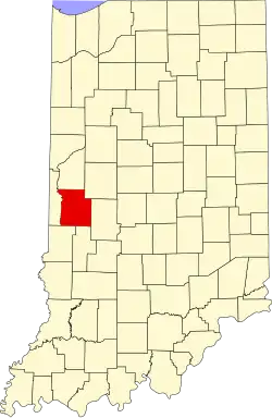 Map of Indiana highlighting Parke County