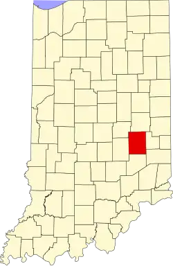 Map of Indiana highlighting Rush County
