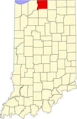 Map of Indiana highlighting Saint Joseph County