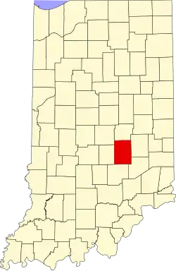 Map of Indiana highlighting Shelby County