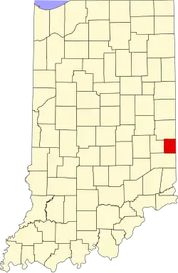 Map of Indiana highlighting Union County