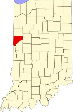 Map of Indiana highlighting Warren County