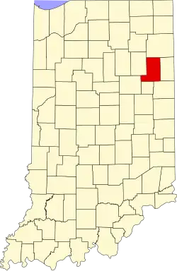 Map of Indiana highlighting Wells County