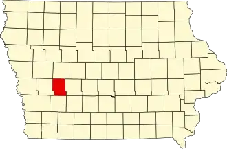 Map of Iowa highlighting Audubon County