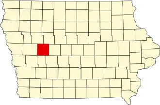 Map of Iowa highlighting Carroll County