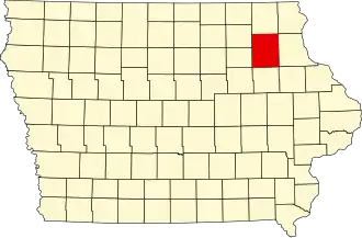 Map of Iowa highlighting Fayette County