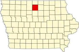 Map of Iowa highlighting Hancock County