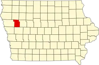 Map of Iowa highlighting Ida County
