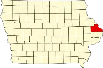 Map of Iowa highlighting Jackson County