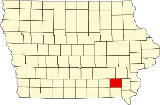 Map of Iowa highlighting Jefferson County