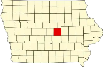 Map of Iowa highlighting Marshall County