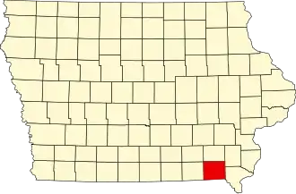 Map of Iowa highlighting Van Buren County
