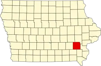 Map of Iowa highlighting Washington County