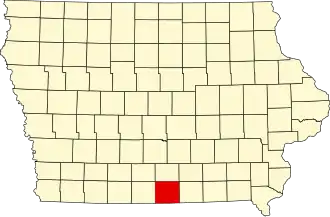 Map of Iowa highlighting Wayne County