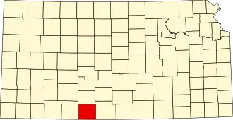 Map of Kansas highlighting Comanche County