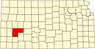 Map of Kansas highlighting Finney County