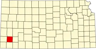Map of Kansas highlighting Grant County
