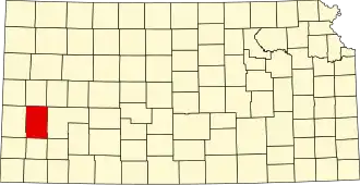 Map of Kansas highlighting Kearny County